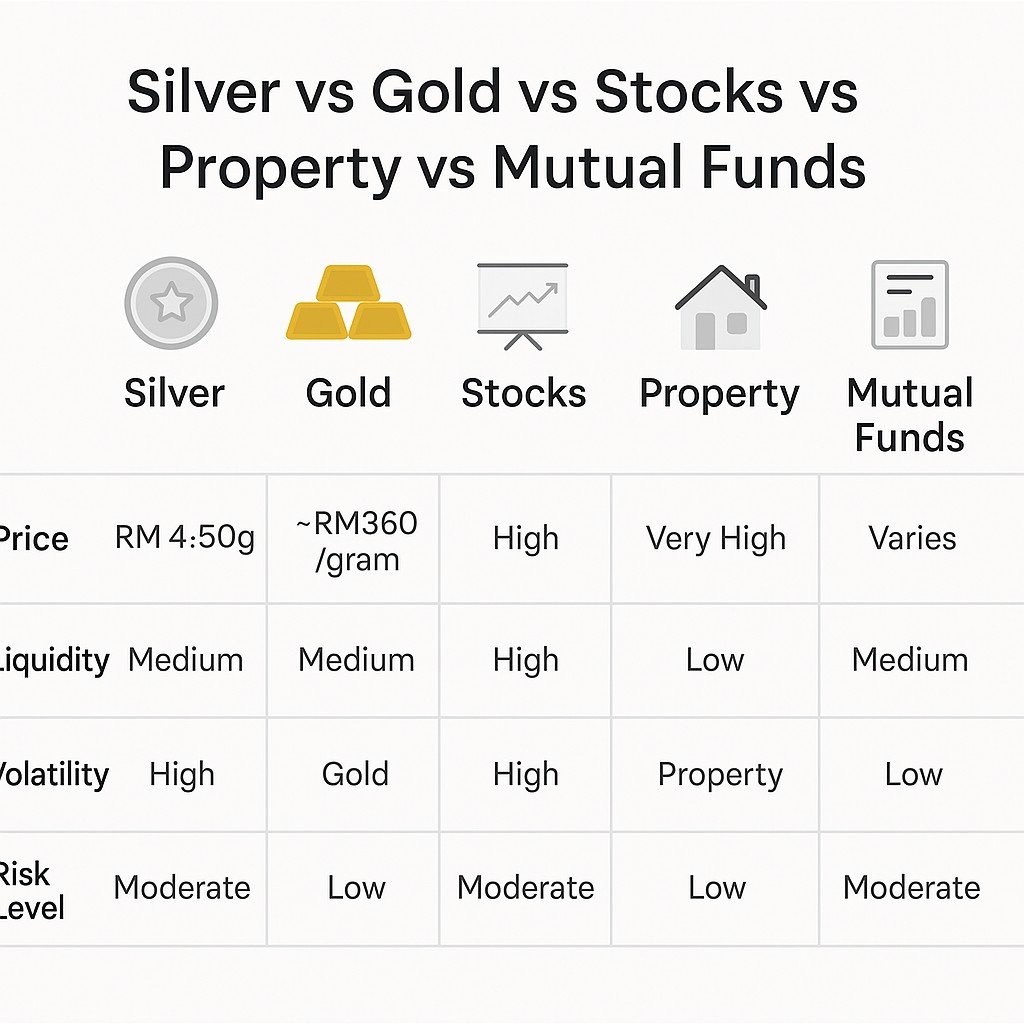 Silver vs Gold vs Stocks vs Property vs Mutual Funds